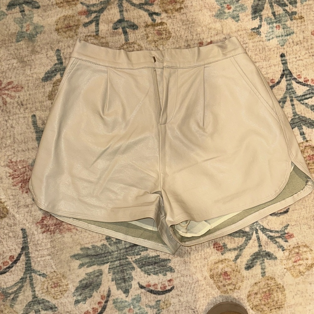 Tan leather shorts